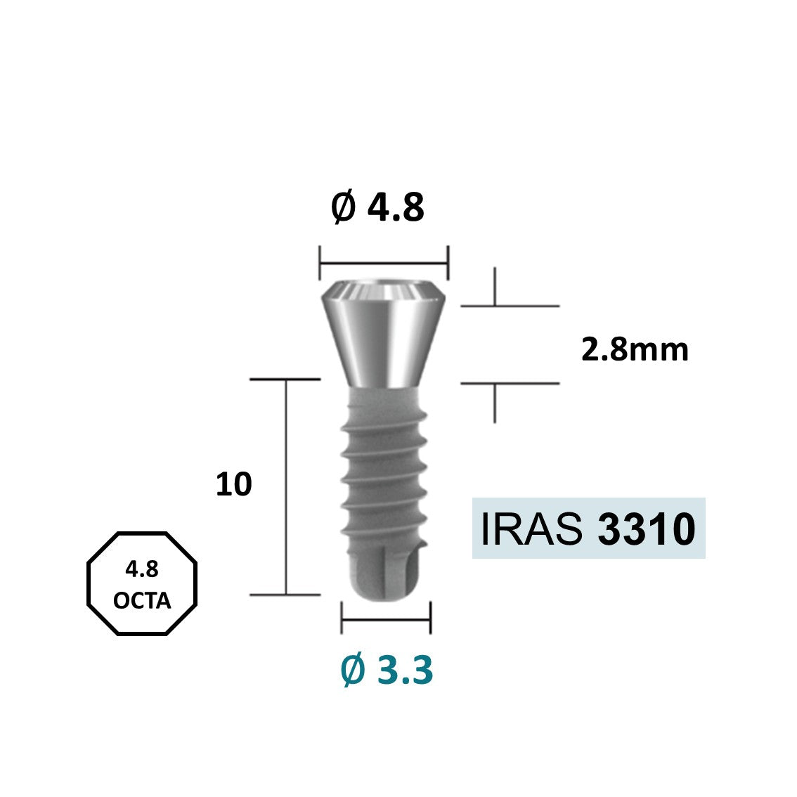 [Tissue Level Precision] Fixture Neck Diameter 4.8 Octa Compatible with Straumann, ITI Types