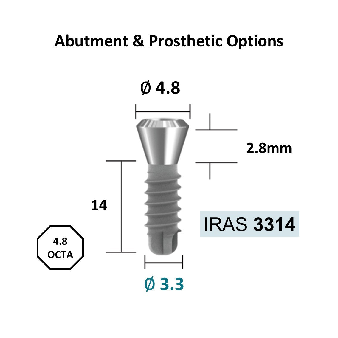 [Tissue Level Precision] Fixture Neck Diameter 4.8 Octa Compatible with Straumann, ITI Types