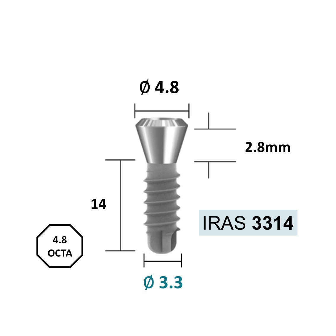 [Tissue Level Precision] Fixture Neck Diameter 4.8 Octa Compatible with Straumann, ITI Types
