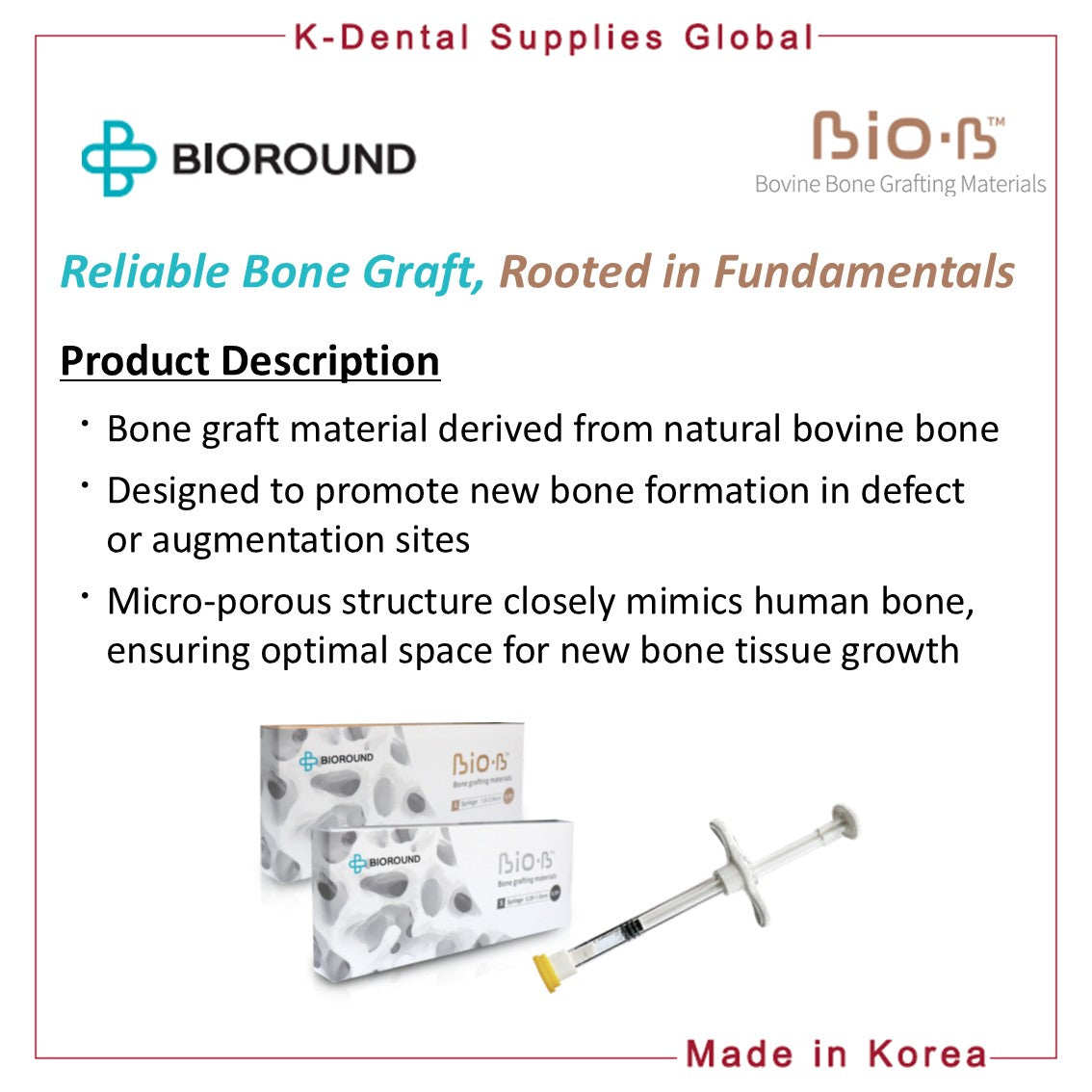BIO-B Bovine Bone Grafting Materials Vial Small/Large Particle Size Weight 5 types
