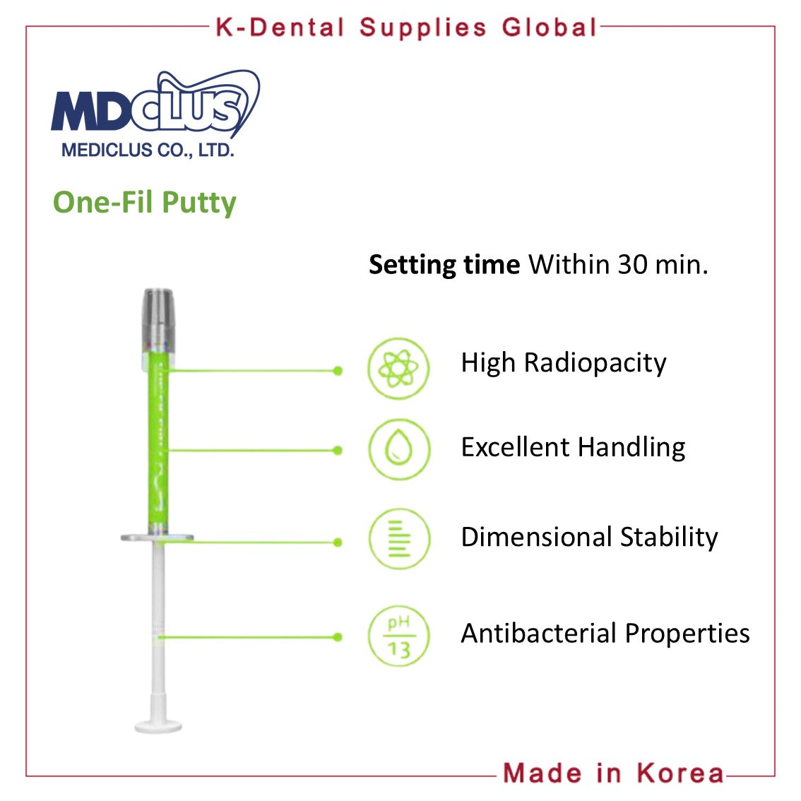 One-Fil Putty Pre-mixed Multi Purpose Bioceramic Putty 0.25g x 4 syringes