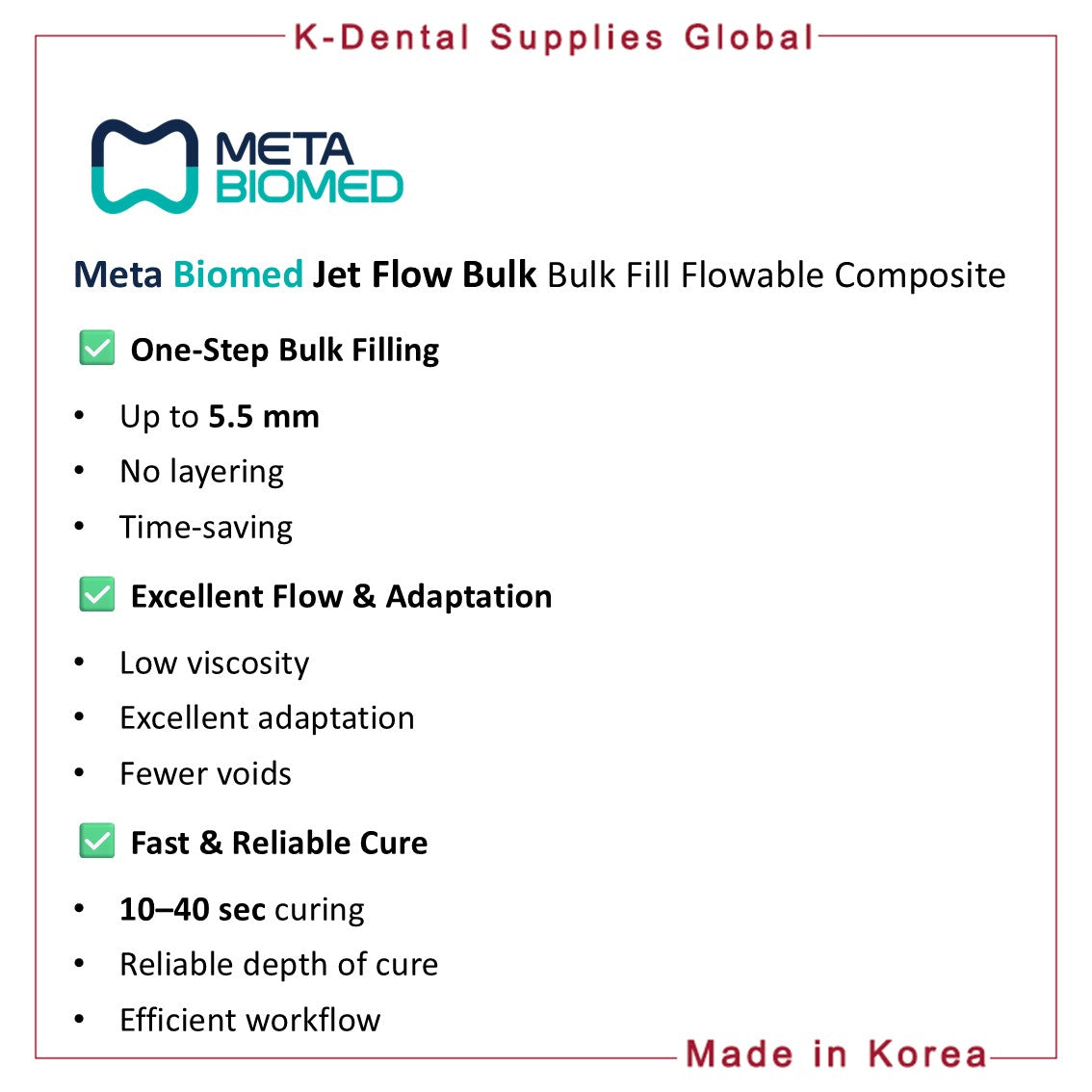 Jet Flow Bulk Bulk Fill Flowable Composite 2g x 2 syringes