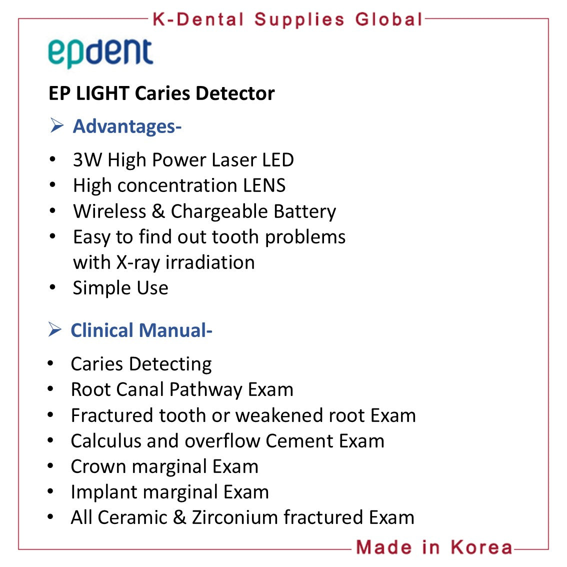 EP LIGHT Caries Detector