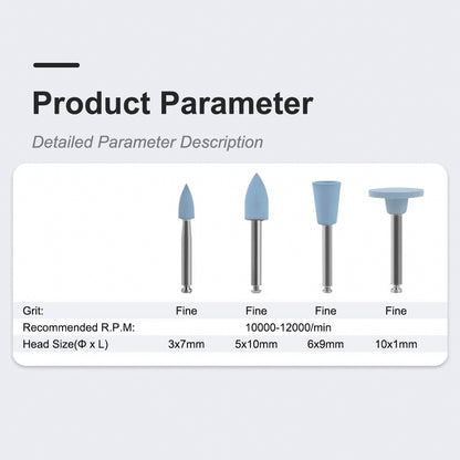 Dental Silicone Composite Polishing Rubber Grinding Kit RA Low-Speed (12 Pcs)