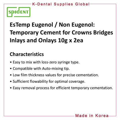 EsTemp Eugenol/NE Temporary cement for crown and bridge 10g x 2ea