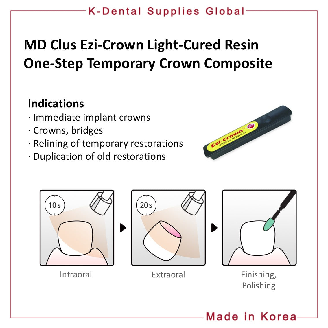 Ezi-Crown Light cured, temporary crown and bridge resin 15g x 2ea