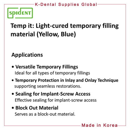 Temp it Light-cured temporary filling material (Yellow, Blue)
