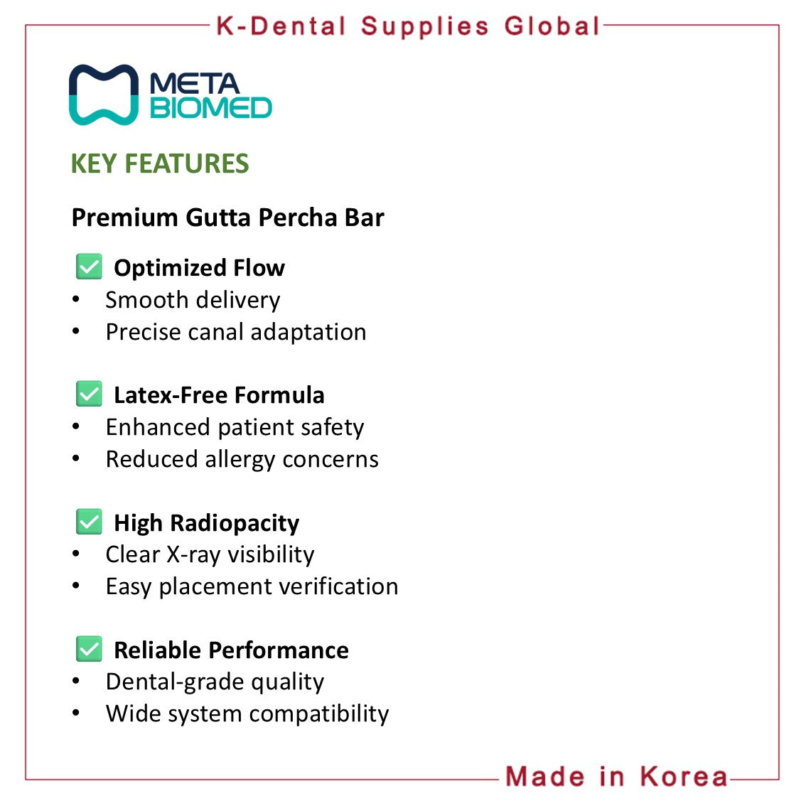Dental Obturation Gutta Percha Bar 100pcs