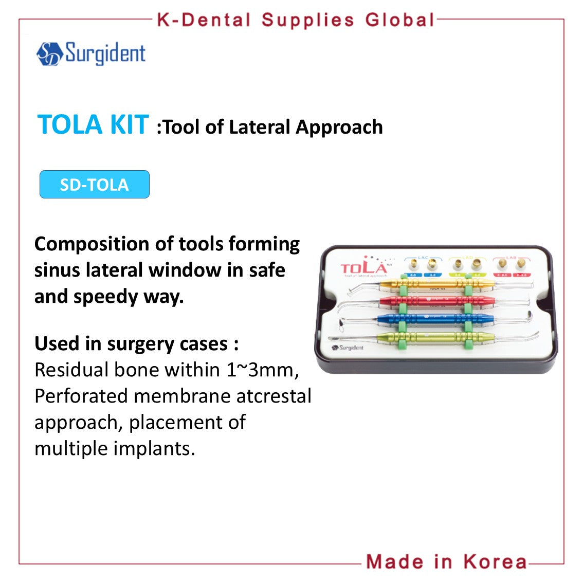 TOLA KIT Dental Lateral Approach Surgical Kit