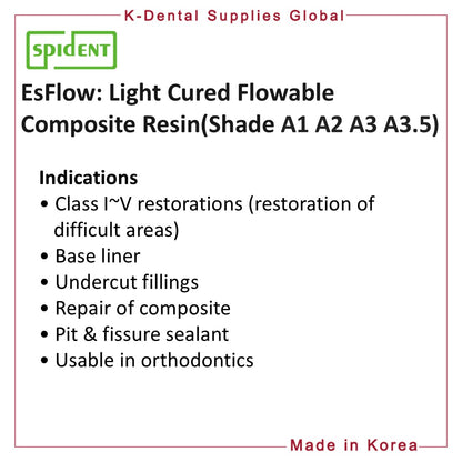 EsFlow Light Cured Flowable Composite Resin(Shade A1, A2, A3, A3.5)