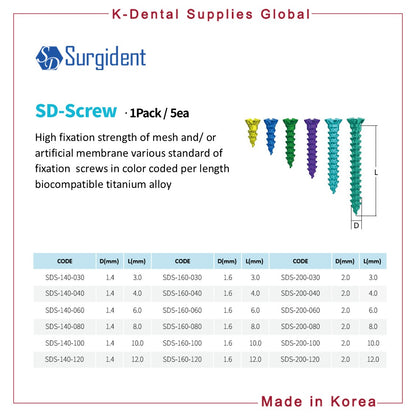 SD-SCREW GBR Fixation Screw for Mesh & Membrane
