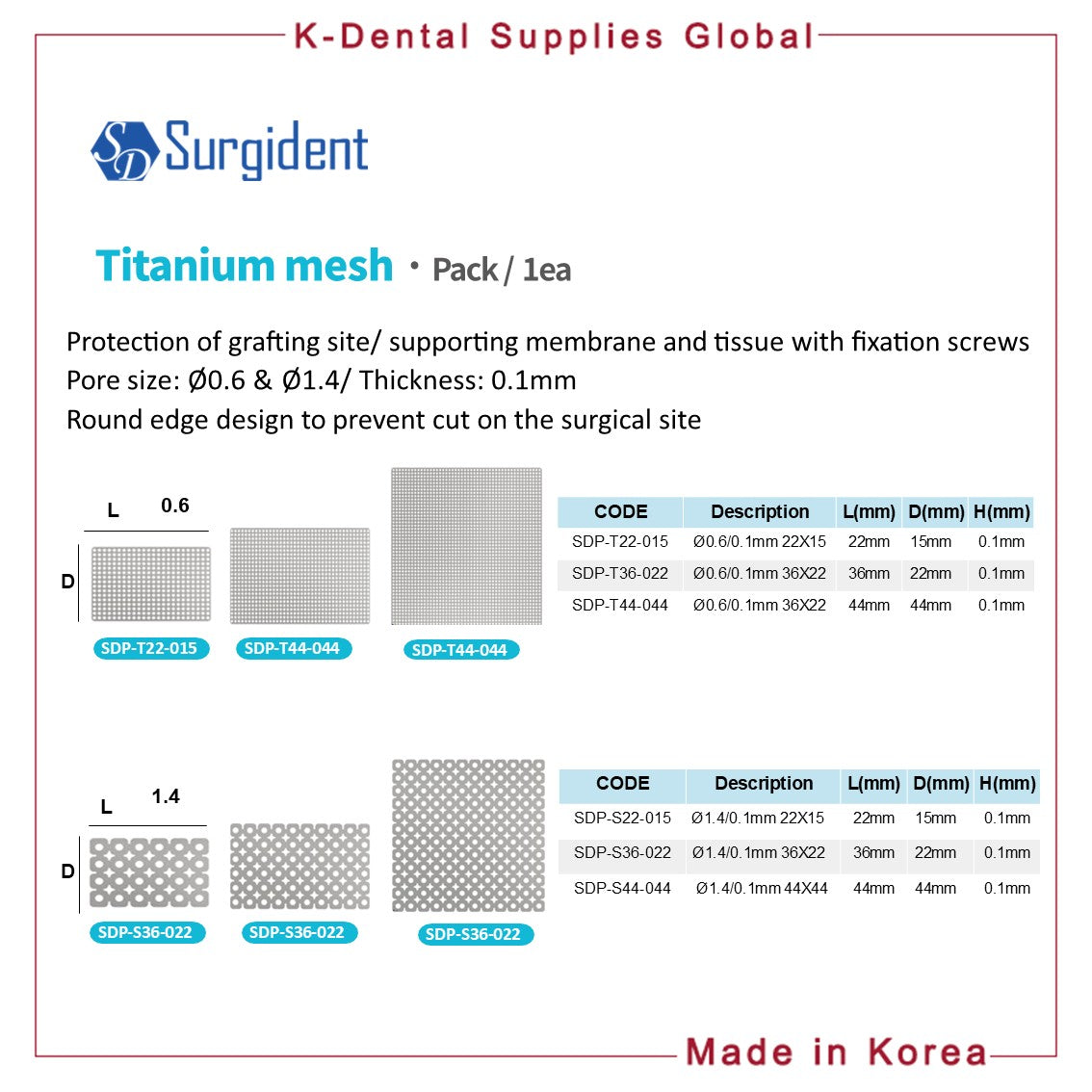 Titanium Mesh for GBR Membrane & Tissue Support