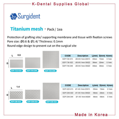 Titanium Mesh for GBR Membrane & Tissue Support
