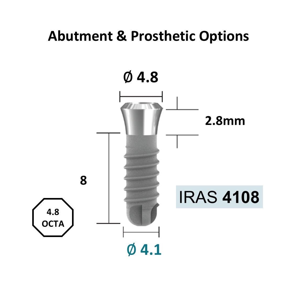 [Tissue Level Precision] Fixture Neck Diameter 4.8 Octa Compatible with Straumann, ITI Types
