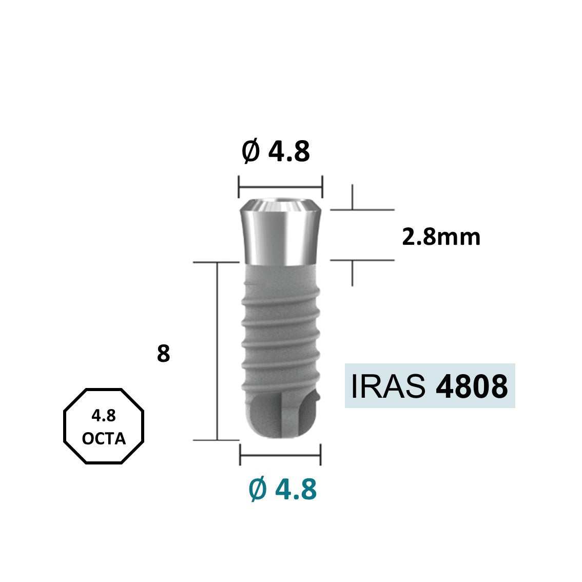 [Tissue Level Precision] Fixture Neck Diameter 4.8 Octa Compatible with Straumann, ITI Types