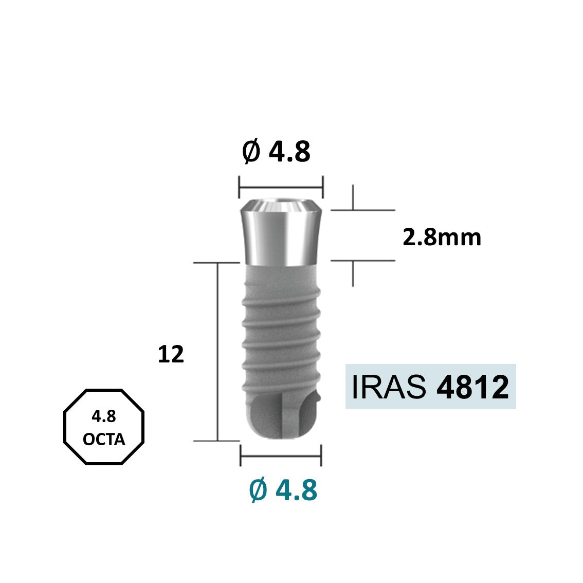 [Tissue Level Precision] Fixture Neck Diameter 4.8 Octa Compatible with Straumann, ITI Types