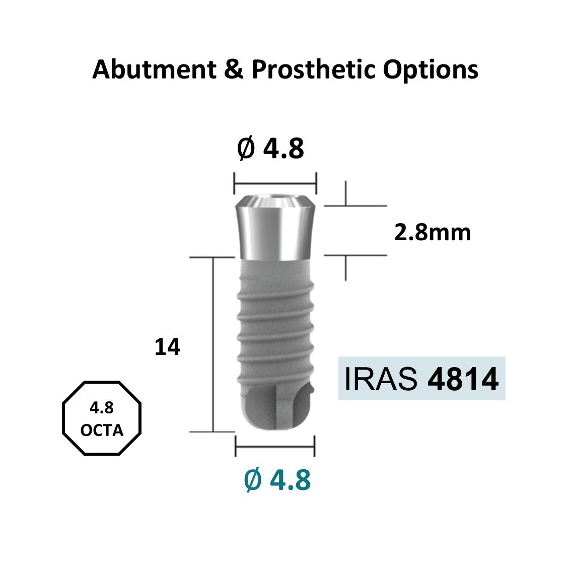 [Tissue Level Precision] Fixture Neck Diameter 4.8 Octa Compatible with Straumann, ITI Types