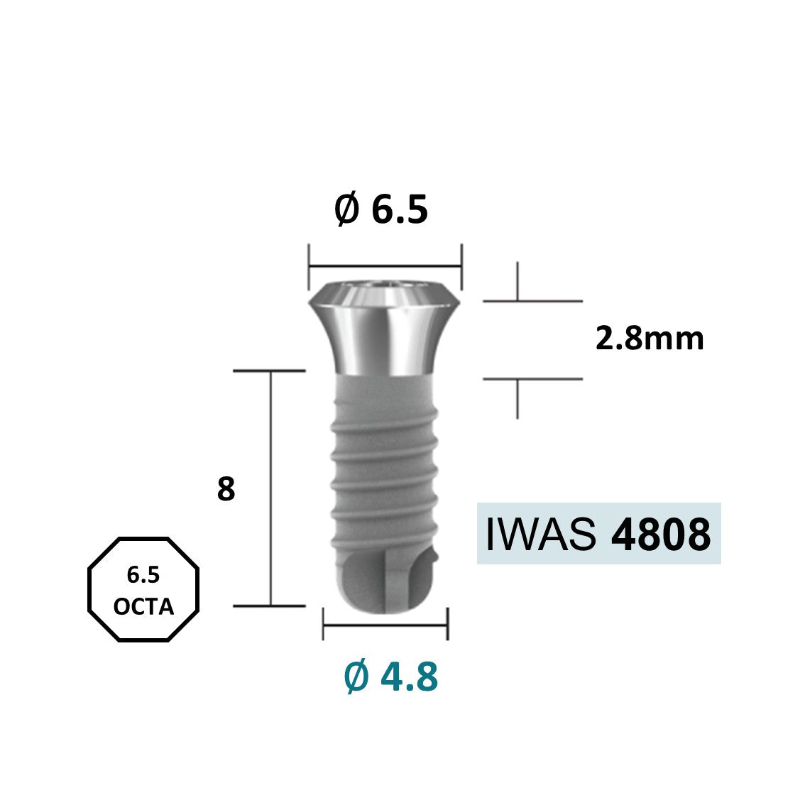 [Tissue Level Precision] Fixture Neck Diameter 6.5 Octa Compatible with Straumann, ITI Types