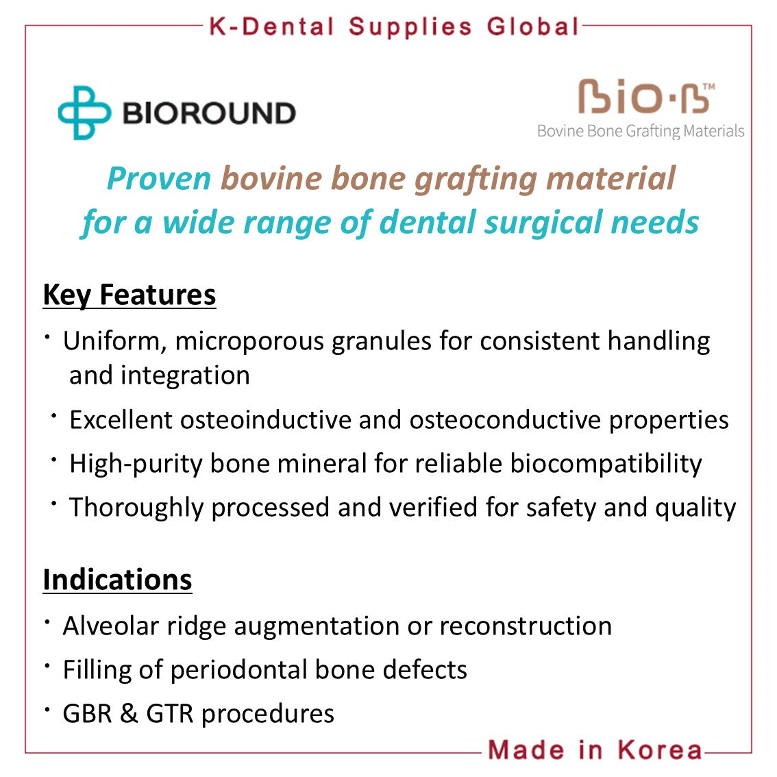 BIO-B Bovine Bone Grafting Materials Syringe Small/Large Particle Size Weight 3 types