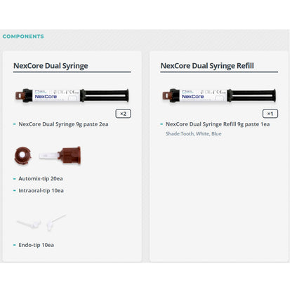 Nexcore Dual-cured core build-up composite Resin 9g x 2 Syringe