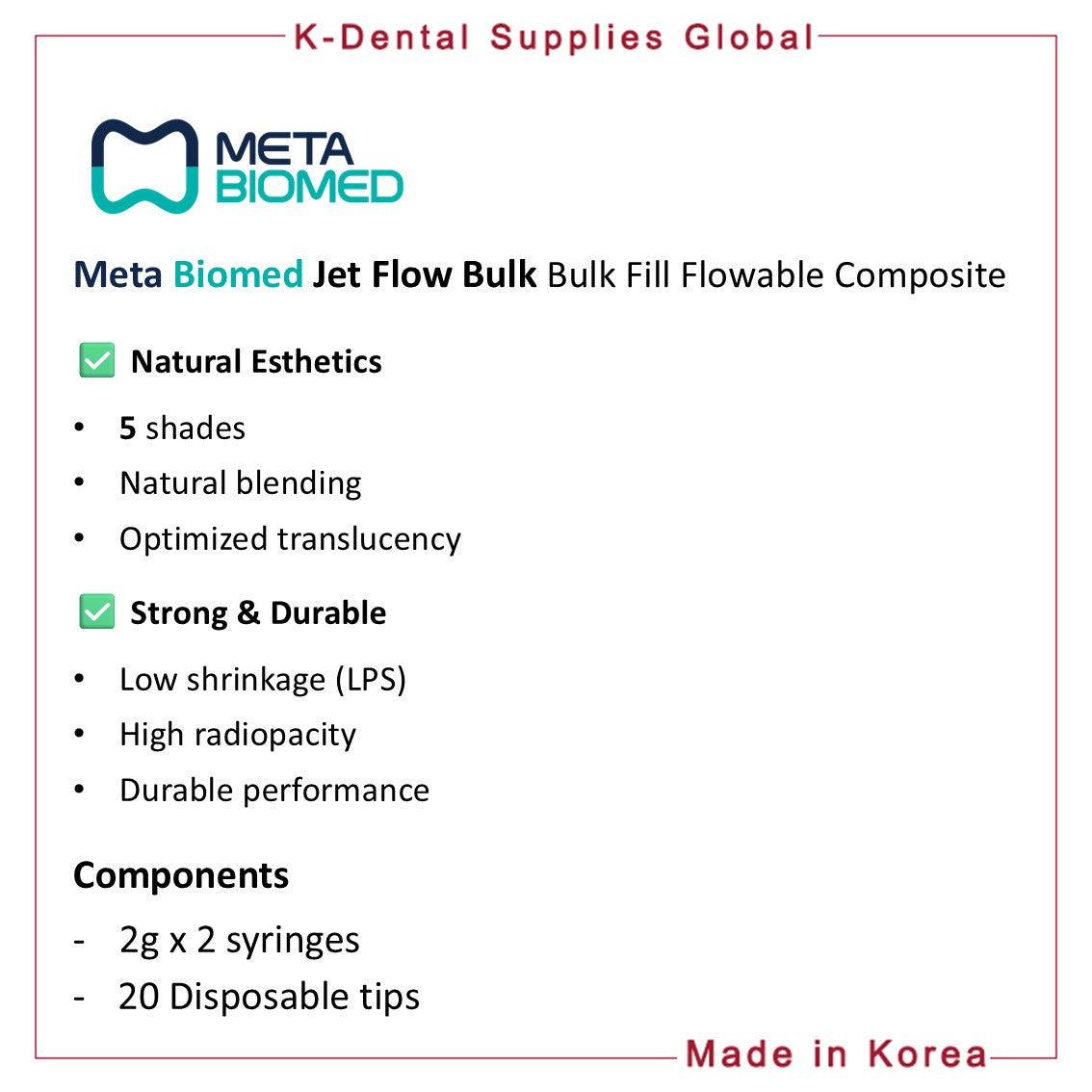 Jet Flow Bulk Bulk Fill Flowable Composite 2g x 2 syringes