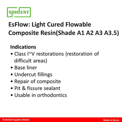 EsFlow Light Cured Flowable Composite Resin(Shade A1, A2, A3, A3.5)