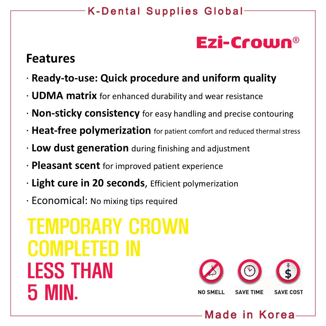 Ezi-Crown Light cured, temporary crown and bridge resin 15g x 2ea
