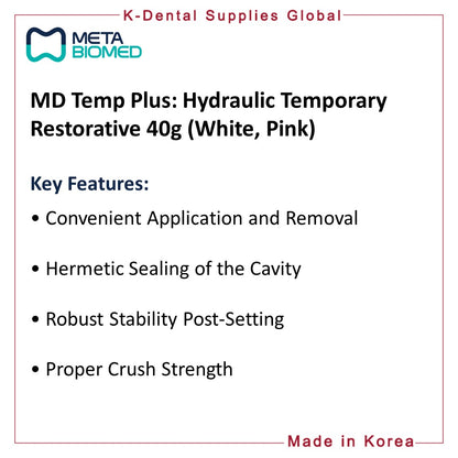 MD Temp Plus Hydraulic Temporary Restorative 40g (White, Pink)