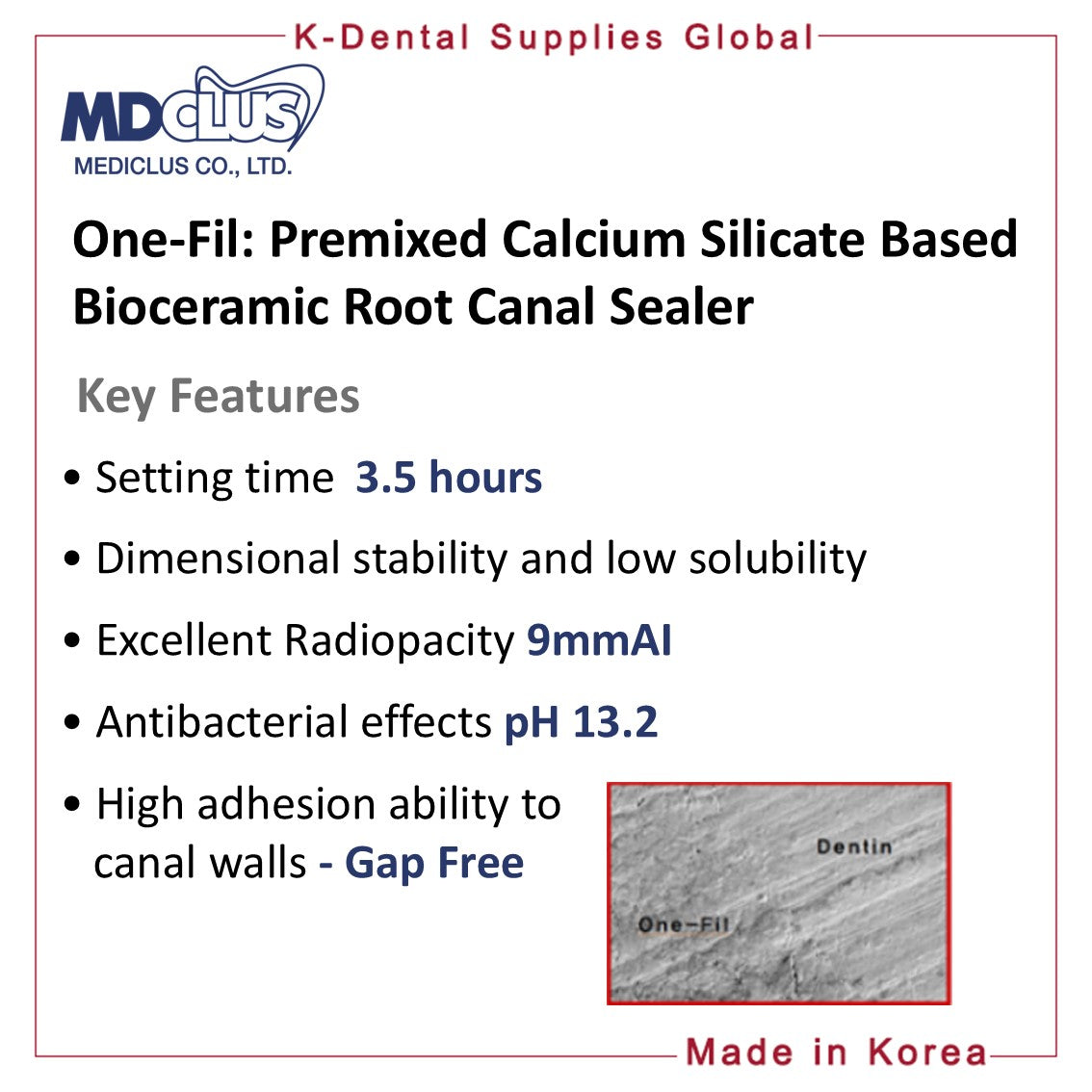 One-Fil Premixed Bioceramic Root Canal Sealer 2 types