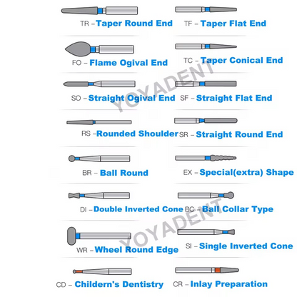 Dental Diamond Burs SO type for High Speed 10pcs/Pack