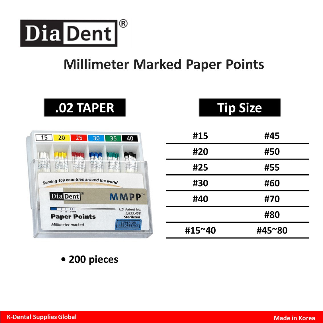 Dental Millimeter Marked Paper Points 0.02T