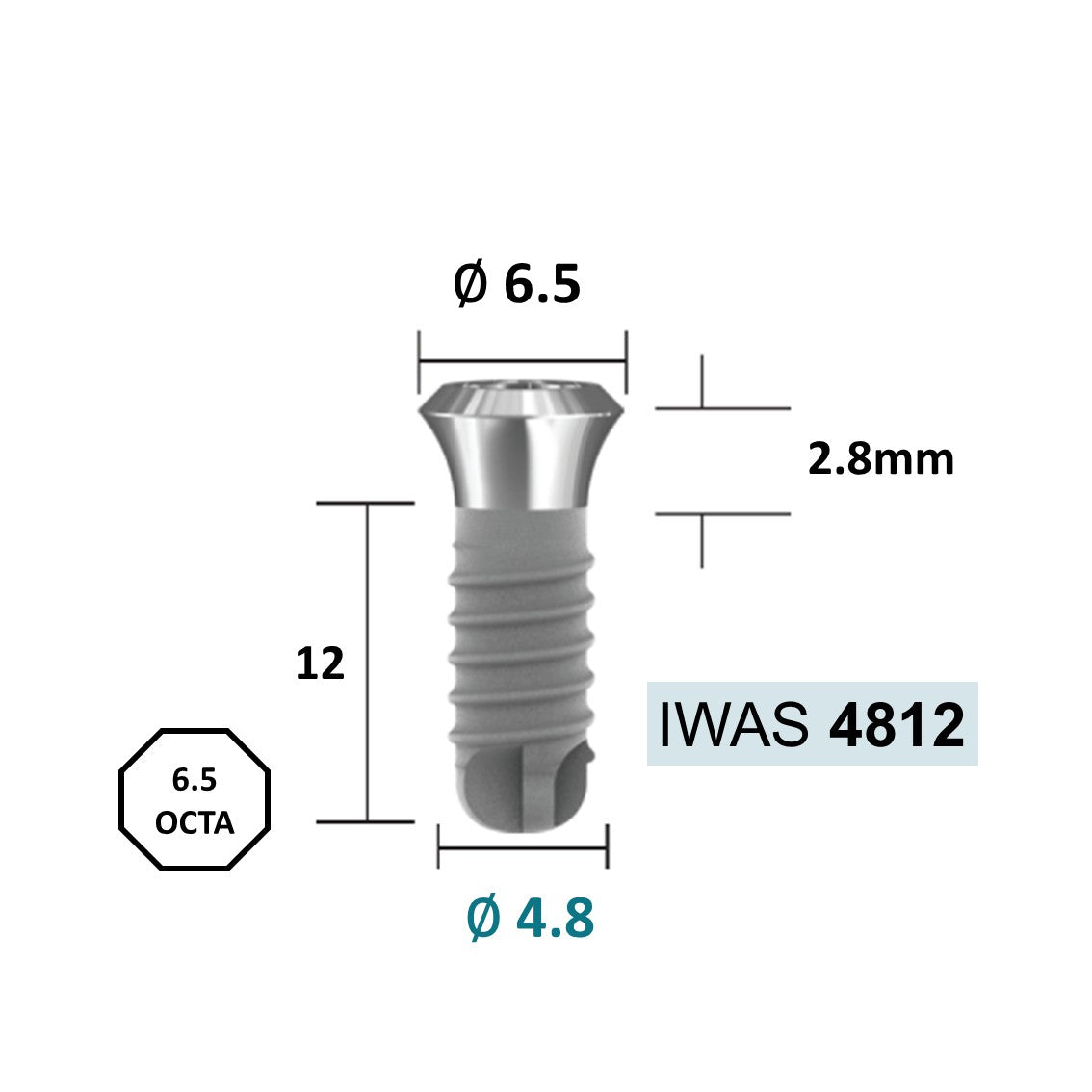 [Tissue Level Precision] Fixture Neck Diameter 6.5 Octa Compatible with Straumann, ITI Types
