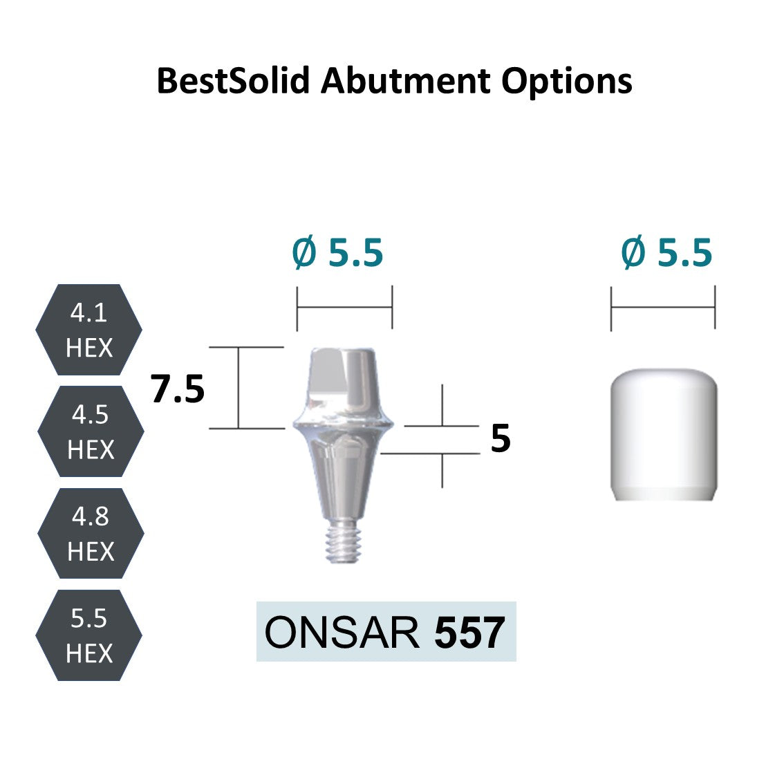 [Bone Level Tapered] BestSolid Abutment Diameter 3.5/4.0/4.8/5.5/6.5
