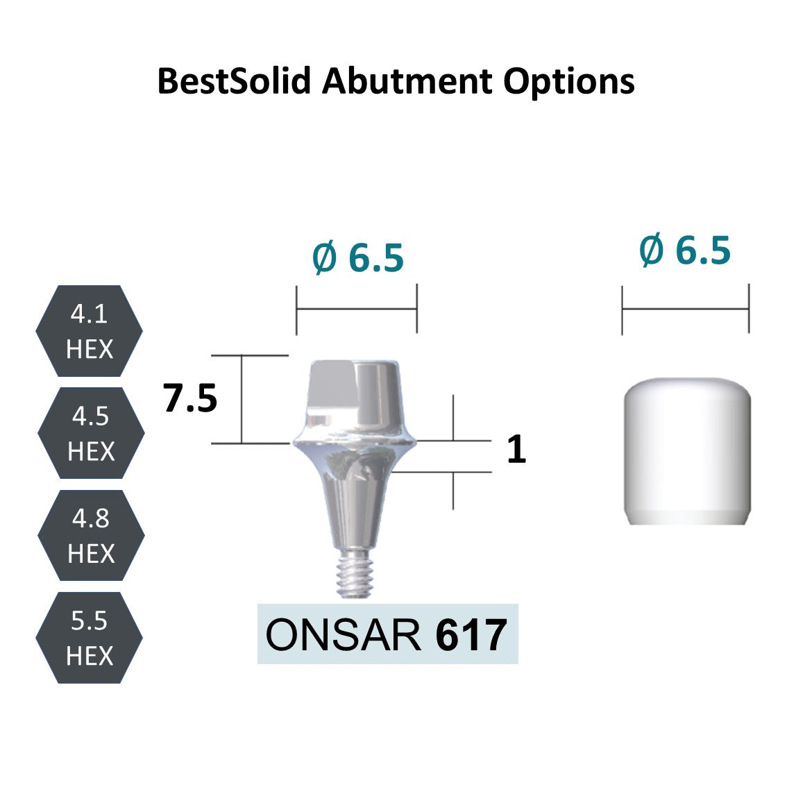 [Bone Level Tapered] BestSolid Abutment Diameter 3.5/4.0/4.8/5.5/6.5