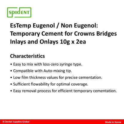 EsTemp Eugenol/NE Temporary cement for crown and bridge 10g x 2ea