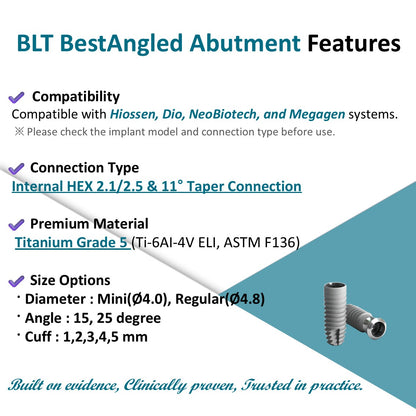 [Bone Level Tapered] BestAngled Abutment Mini/Regular Size, 15º/25º Angle