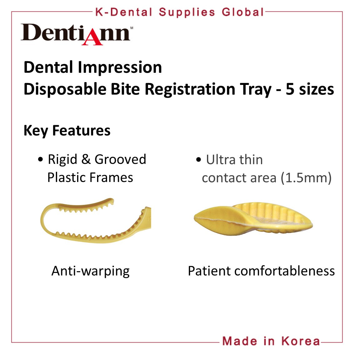 Dental Impression Disposable Bite Tray Made in Korea (5 sizes)