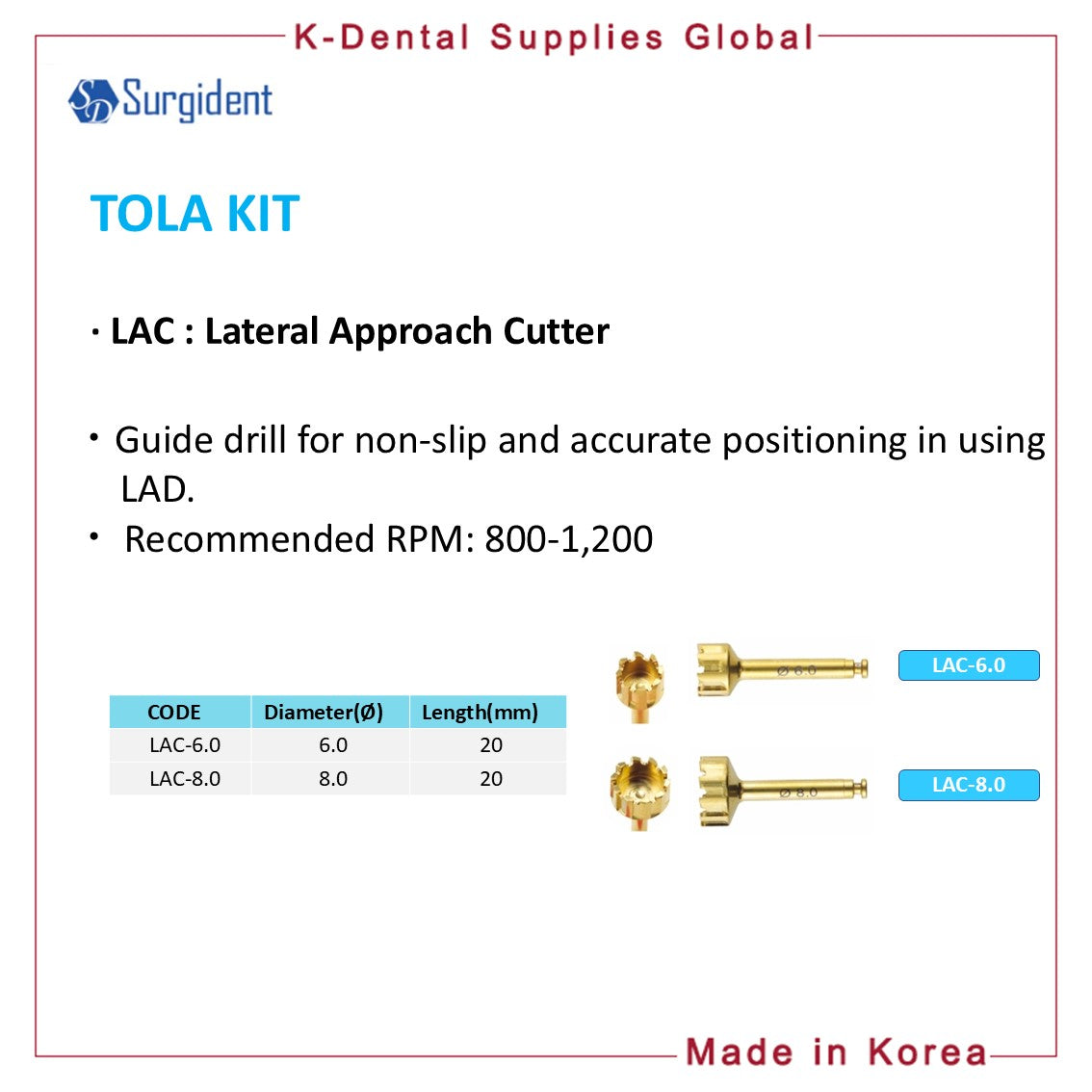 TOLA KIT Dental Lateral Approach Surgical Kit