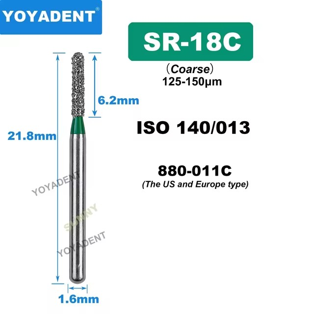 Dental Diamond Burs SR type for High Speed Dia.1.6mm 10pcs/Pack