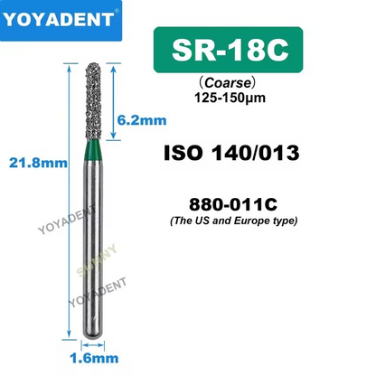 Dental Diamond Burs SR type for High Speed Dia.1.6mm 10pcs/Pack