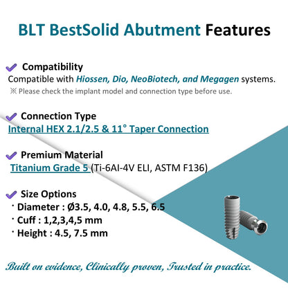 [Bone Level Tapered] BestSolid Abutment Diameter 3.5/4.0/4.8/5.5/6.5