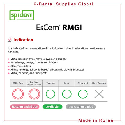 EsCem RMGI Resin-modified Glass Ionomer Luting Cement 9g x 2 syringes