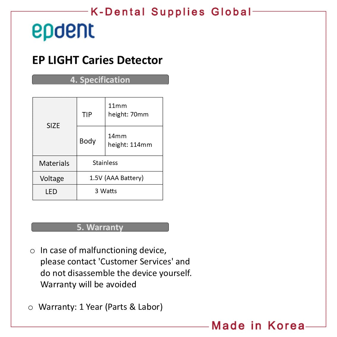 EP LIGHT Caries Detector