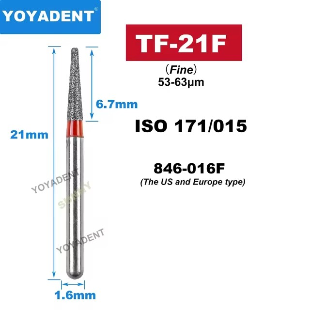 Dental Diamond Burs TF Fine/Extra Fine/Coarse type for High Speed 10pcs/Pack