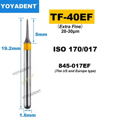 Dental Diamond Burs TF Fine/Extra Fine/Coarse type for High Speed 10pcs/Pack