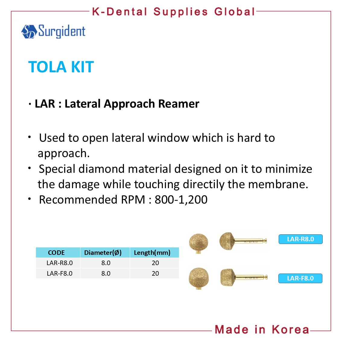 TOLA KIT Dental Lateral Approach Surgical Kit