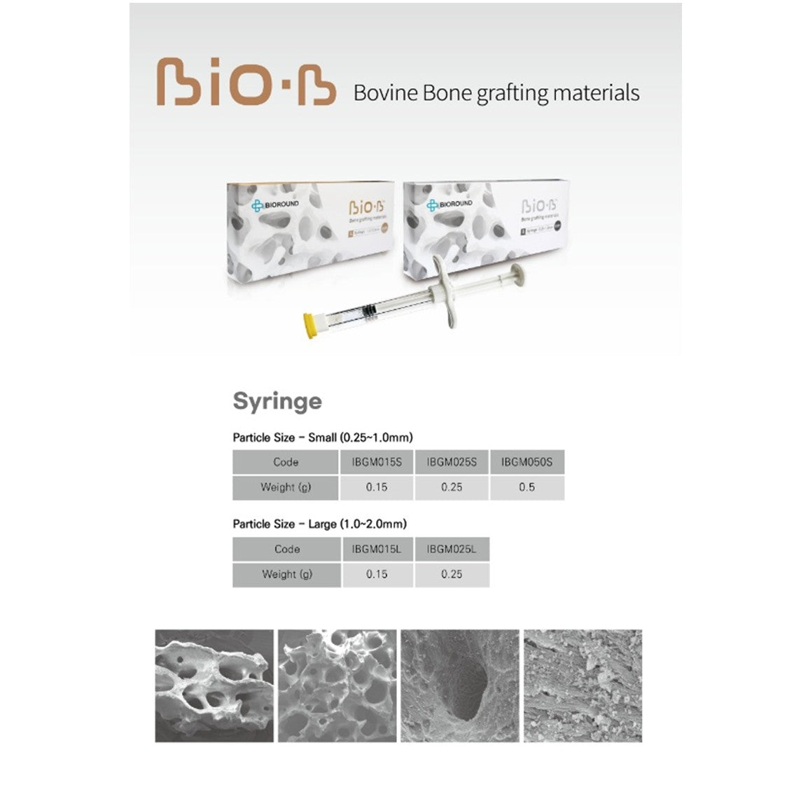 BIO-B Bovine Bone Grafting Materials Syringe Small/Large Particle Size Weight 3 types