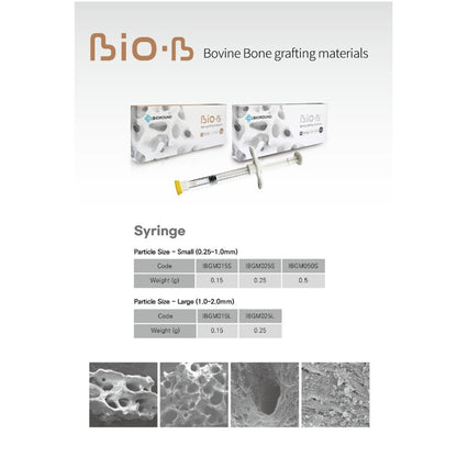 BIO-B Bovine Bone Grafting Materials Syringe Small/Large Particle Size Weight 3 types