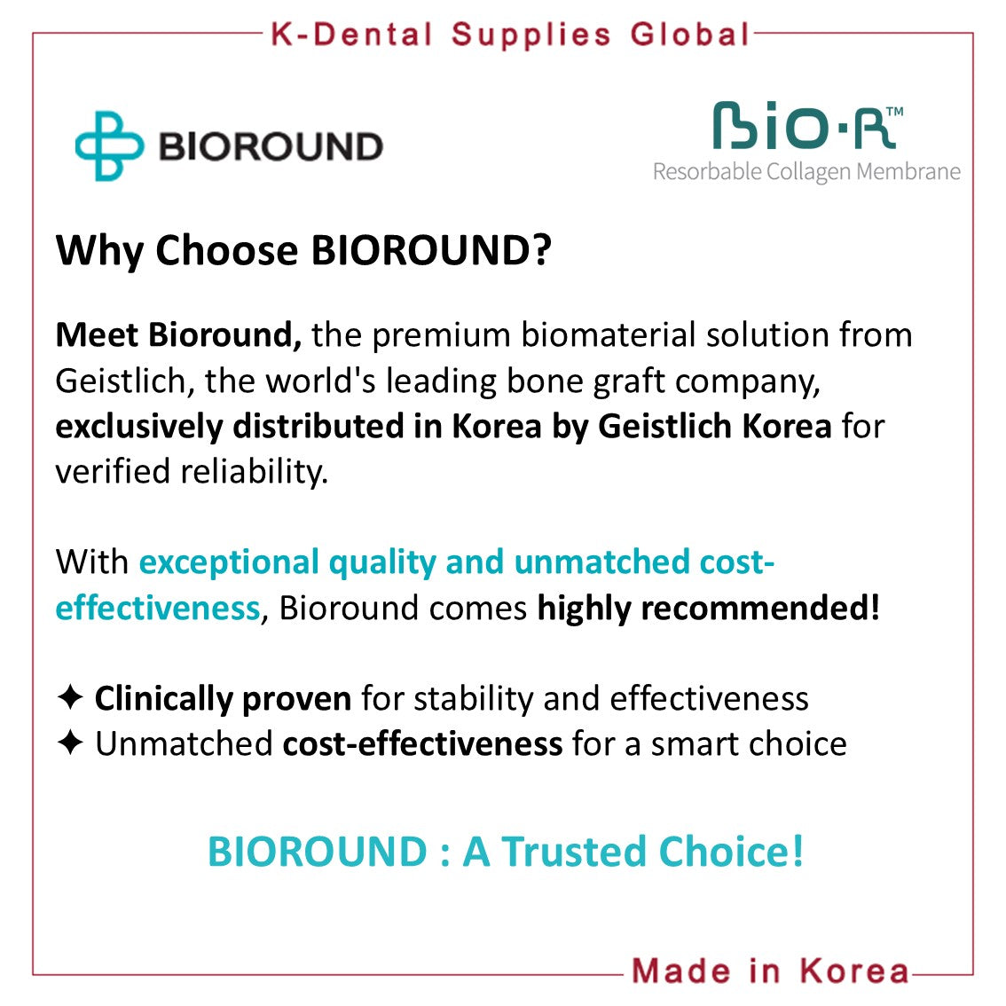 BIO-R Resorbable Collagen Membrane 4 Sizes