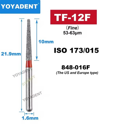 Dental Diamond Burs TF Fine/Extra Fine/Coarse type for High Speed 10pcs/Pack